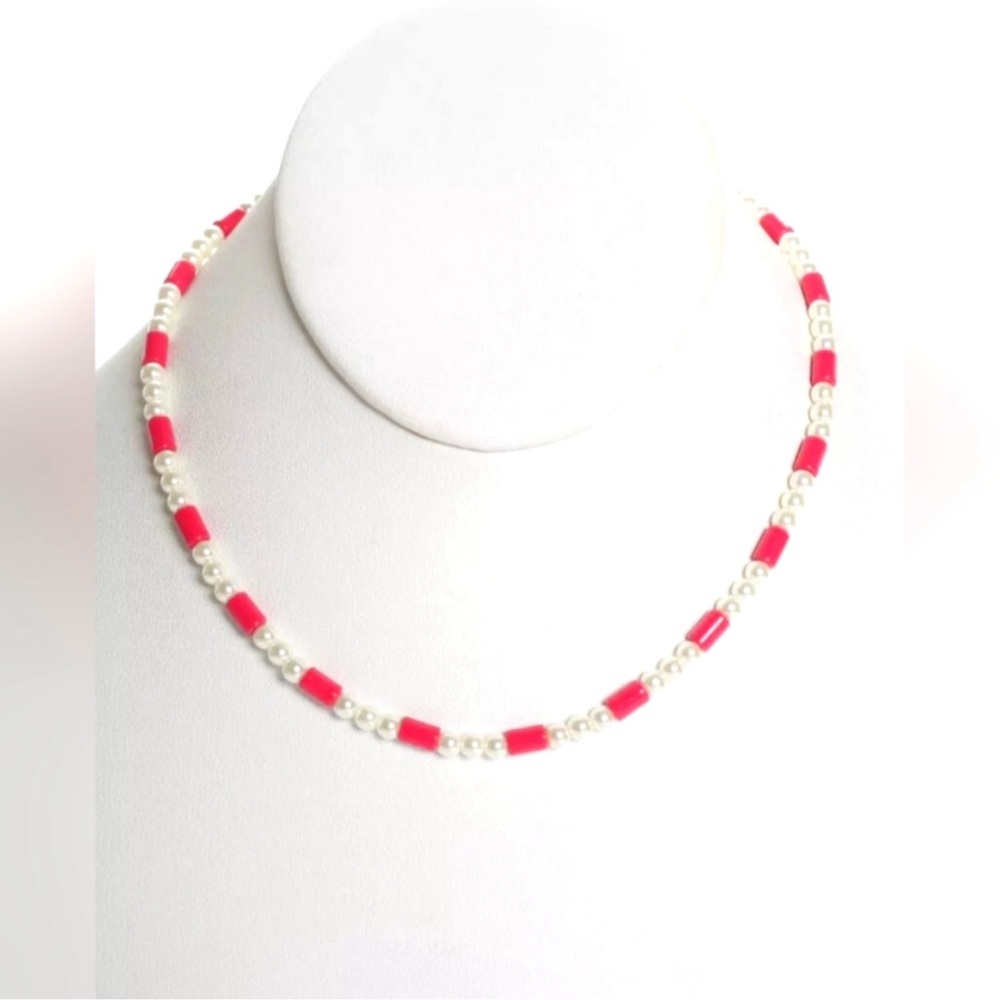 Roxanne Assoulin Red and White Beaded Necklace